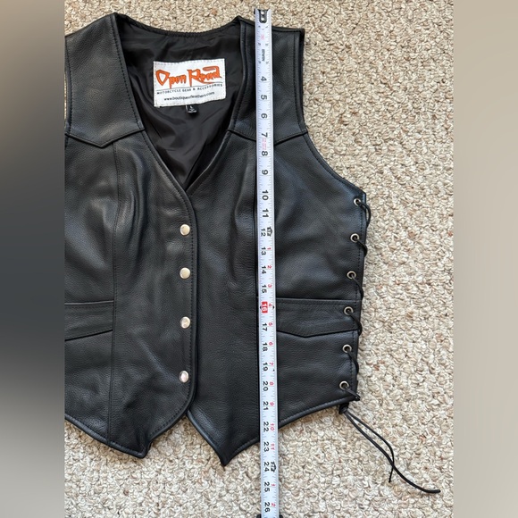 Open Road 100% Leather Women's Motorcycle Club-Style Vest Size Large - Picture 6 of 12